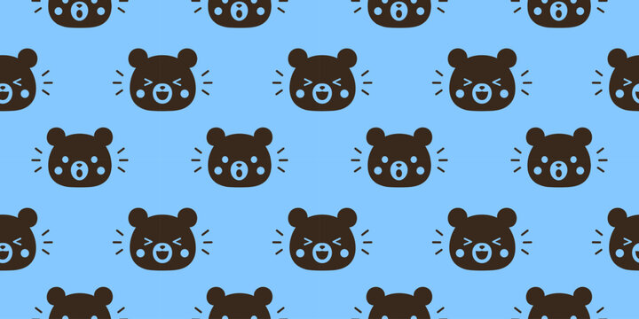 Funny bear seamless pattern with kawaii faces and playful expressions. Great for kids textiles, wrapping and decor.