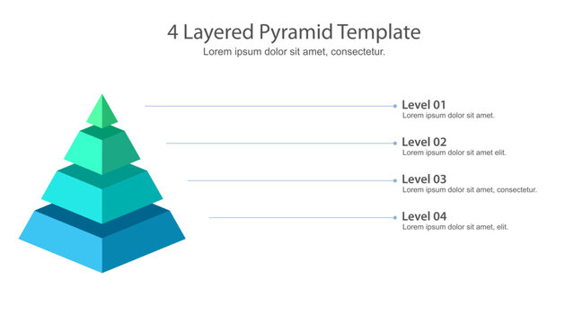 Four level 3d pyramid infographic template