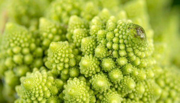 A close-up view of a vibrant green vegetable with a unique, bumpy texture and small protrusions