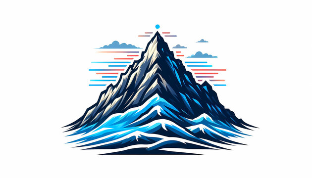 Stylized Snow Mountain Peak Vector Graphic for Outdoor Apparel Logo and Adventure Branding