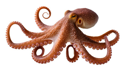 Orange octopus with curled tentacles and suckers © Fried