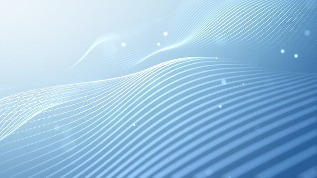 Soft blue wave background with flowing data lines, blurred digital motion, clean technology surface and modern business network patterns