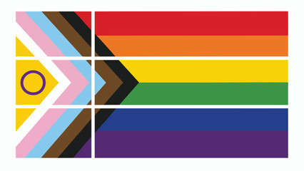 Fototapeta premium Progress Pride Flag with intersectional stripes and rainbow colors symbolizing diversity and inclusivity