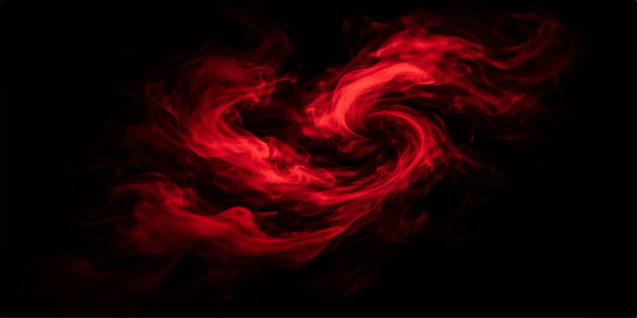 Crimson Vortex: A mesmerizing swirl of deep red smoke or vapor, captured against a stark black background, creates an abstract and dramatic visual effect.