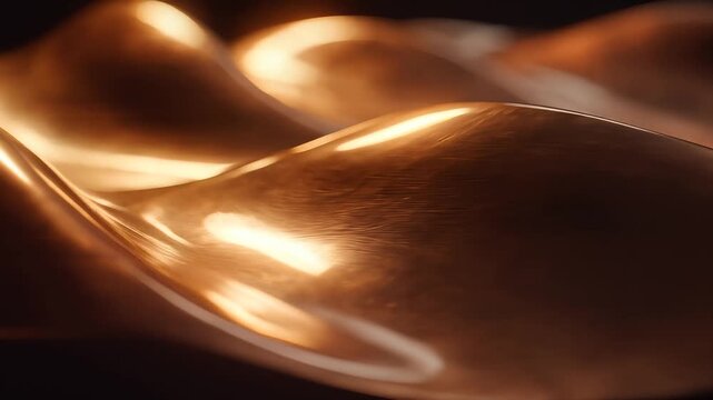 Abstract flowing metallic waves with warm bronze and copper tones under dramatic lighting