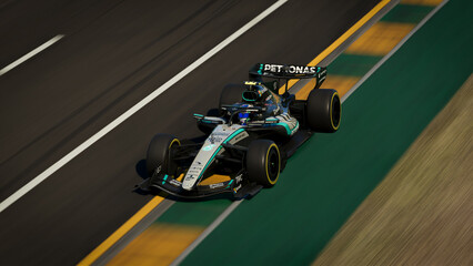Obraz premium Mercedes F1 2026 3D illustration, 8 jun, 2026, Sao Paulo, Brazil.