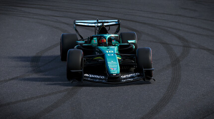 Obraz premium Aston Martin F1 2026 3D illustration, 8 jun, 2026, Sao Paulo, Brazil.