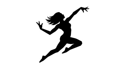 Fototapeta premium Silhouette of a woman dancing gracefully in mid-air.