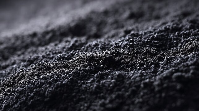 Macro photography of a dark rough volcanic rock surface texture.