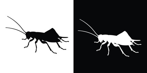 Grasshopper vector silhouette, Black insect icon, bug silhouette vector elements © Silhouette Zone