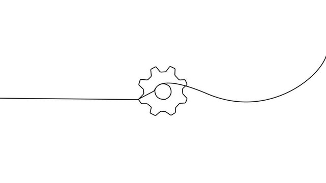 Video. Gears with paper airplane one continuous editable line. Concept of learning, business, Animation on white background GK. Line gear continuous one art cog icon work business factory wheel. ...