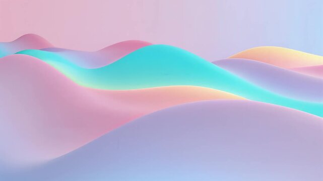 Abstract pastel 3 d waves flowing smoothly across the frame with soft gradient colors