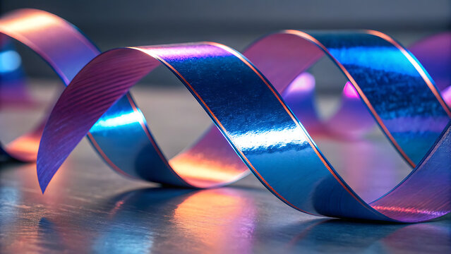 Iridescent Metallic Ribbons Flowing Abstractly