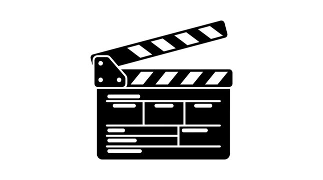 Black and white movie clapperboard for film production.