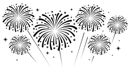 Obraz premium Minimalist firework icon burst vector illustration with small stars. Clean festive element isolated on a white background.