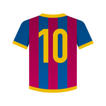 Soccer Jersey Vector Illustration. Striped Football Shirt or Soccer Jersey with Player Number 10. 