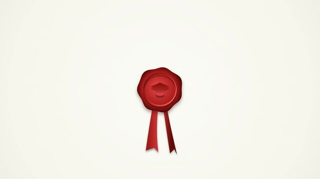 Graduation Diploma Red Wax Seal and Golden Ribbon Motion Graphic