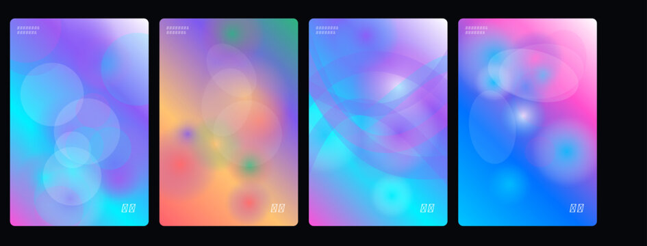 Vibrant abstract backgrounds, colorful fluid designs, neon gradient textures, set of 4