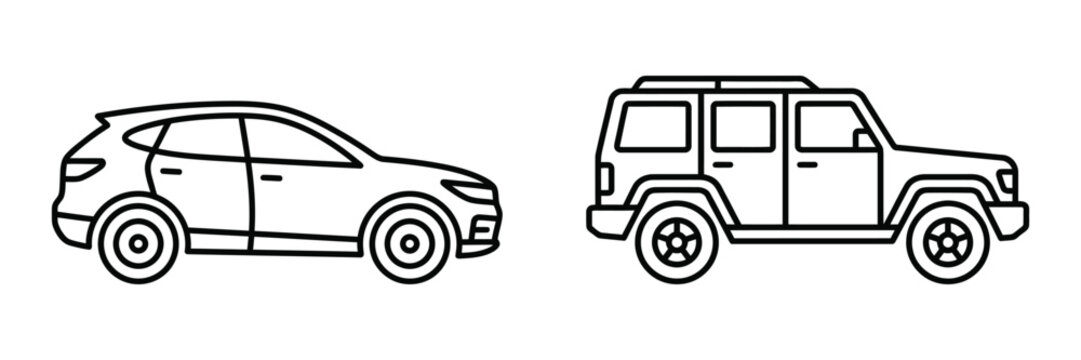 Crossover SUV icon line art vector illustration design