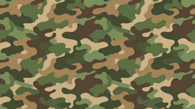 Camouflage pattern with green and brown colors.