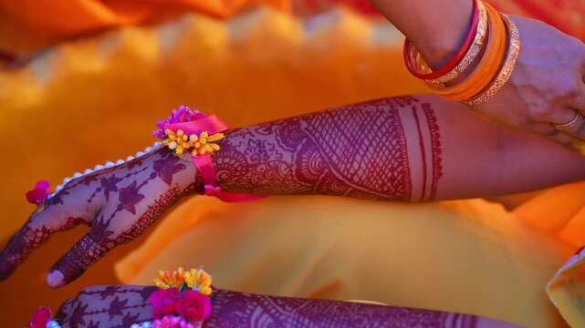 Traditional Mehendi Ceremony Decoration, Wedding Backdrop, Indian Pre Wedding Celebration Background