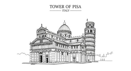 Tower of Pisa Italy Architectural Drawing. © Julian Vance