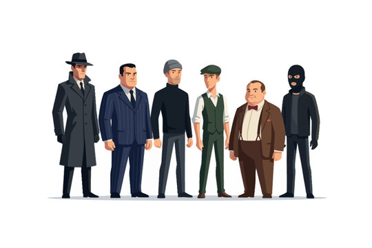 Mobster Gangster Characters Set Vector Illustration