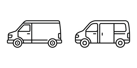 Cargo Van icon line art vector illustration design © MST