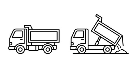Dump truck icon line art vector illustration design © MST