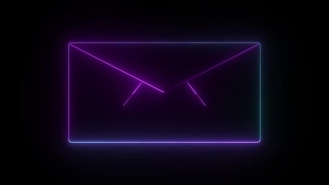 glowing neon  message box animation icon conversation notice receive massage animated on black background