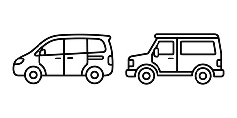 Obraz premium Minivan icon line art vector illustration design