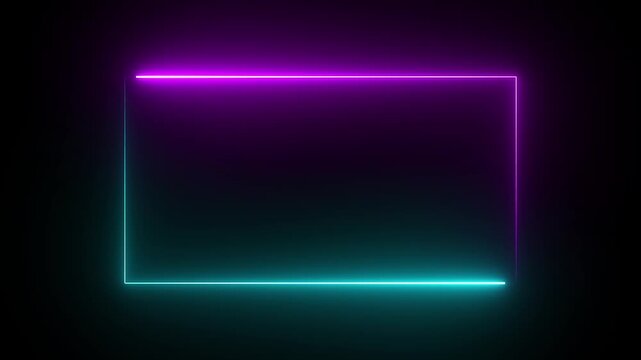 glowing neon rectangle border frame animation. abstract neon line animation