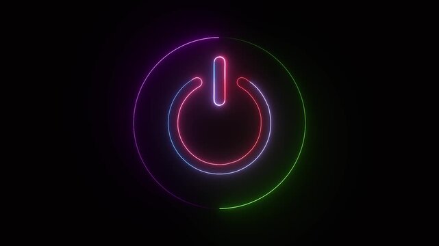 glowing neon red blue color power buttons animation