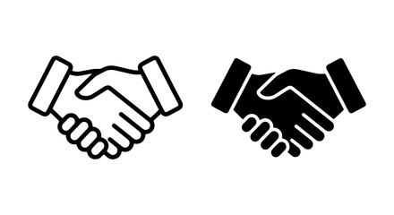Obraz premium Handshake Icon Set, Agreement Symbol, Partnership Vector Graphics, Business Deal Concept