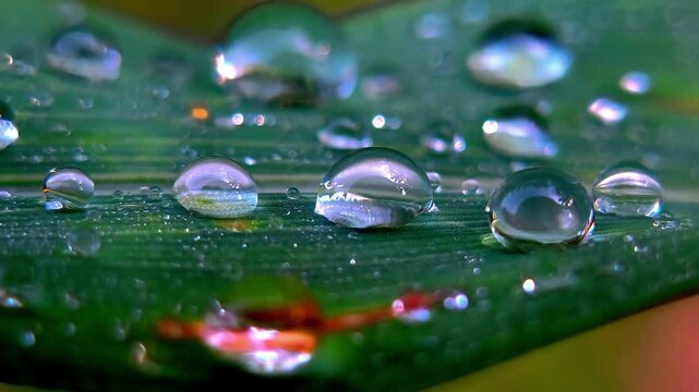 Water Droplet Magnifying Green Corn Leaf Veins for Organic Background Texture 4K Macro Loop