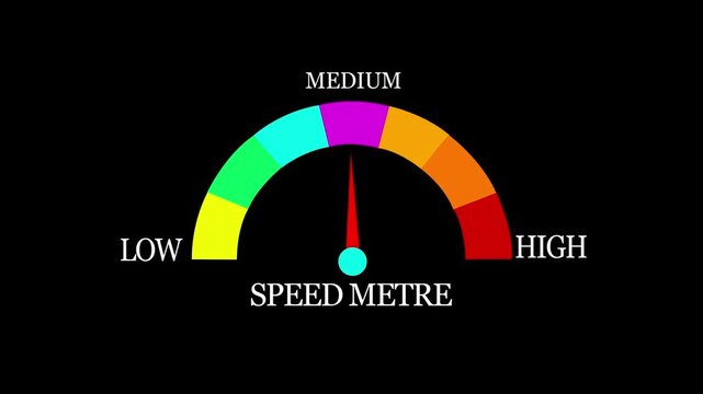 speed metre Level Measuring animation.4K motion animation on a transparent background alpha channel. HD video animation .on a black backgraund.