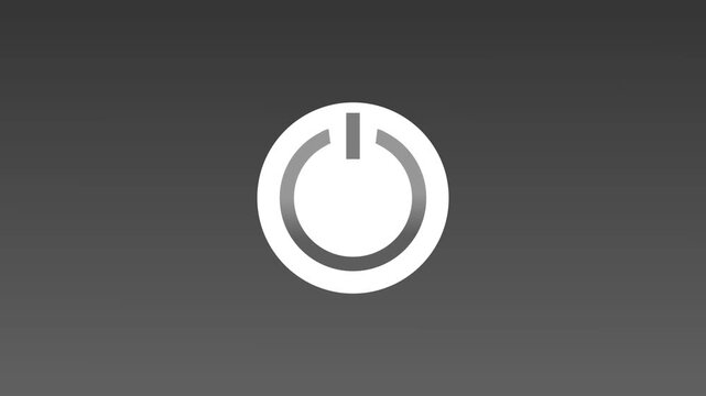 gray color power icon animation on white circle