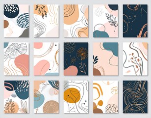 Fototapeta premium A collection of 12 abstract art pieces with various shapes