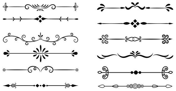 decorative divider border vectors with ornate floral geometric line separators collection