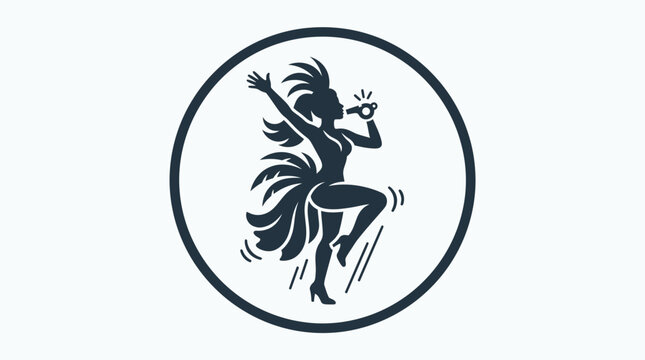 Silhouette of a Dancer Holding a Microphone in a Circle.