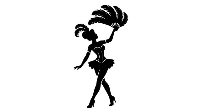 Silhouette of a Dancer with a Feather Fan.
