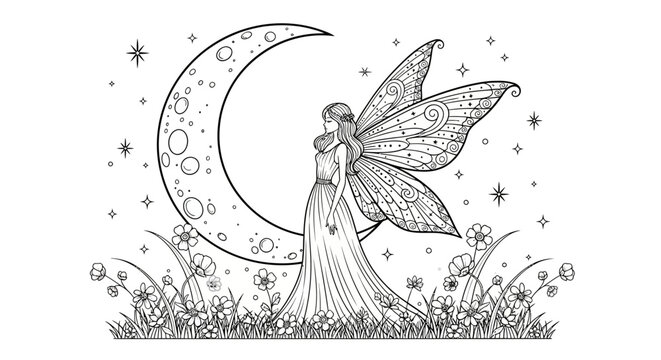Elegant Fairy with Intricate Wings Standing Gracefully.
