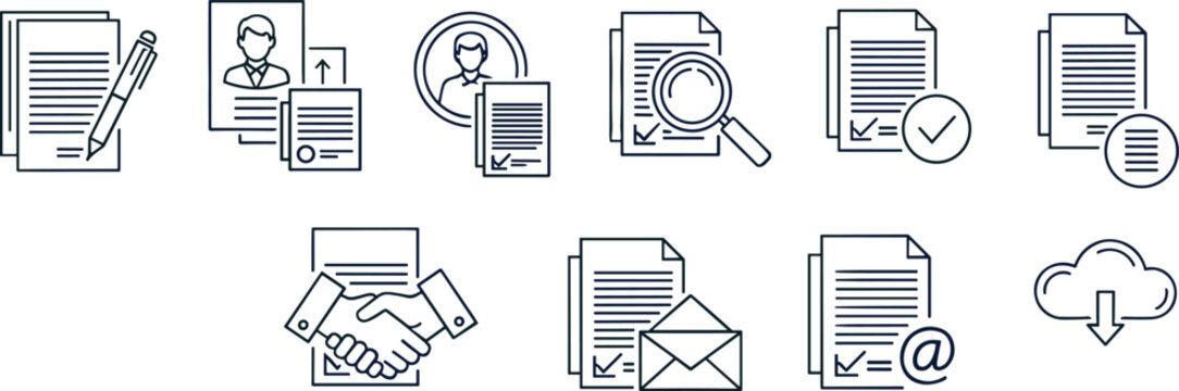 Business document workflow icon set