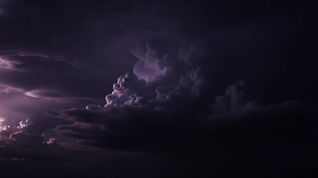 Dramatic Lightning Storm Illuminates Dark and Ominous Clouds.