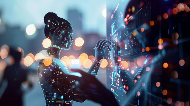 Futuristic Artificial Intelligence Concept with Glowing Digital Interface