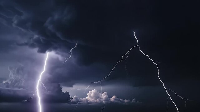 Dramatic Lightning Storm Over Dark and Ominous Landscape.