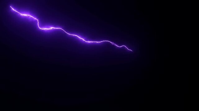 Animation of a purple neon lightning bolt striking on a dark blue background