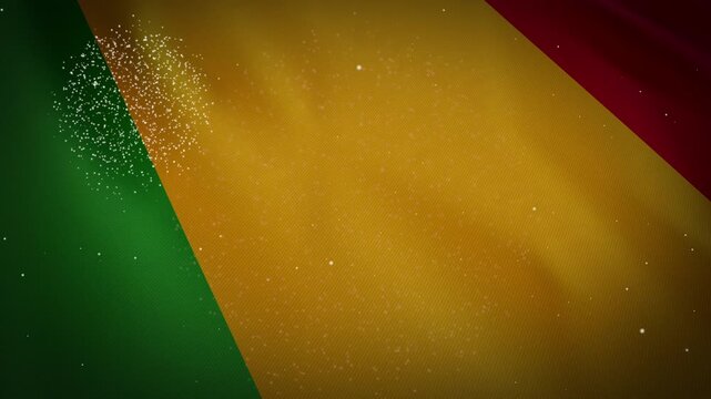 Mali flag abstract background with fireworks, patriotic motion animation