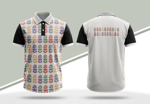 Creative Floral Pattern Polo Shirt Mockup
