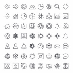 Fototapeta premium A collection of diverse line art icons representing various concepts like business, communication, and technology.